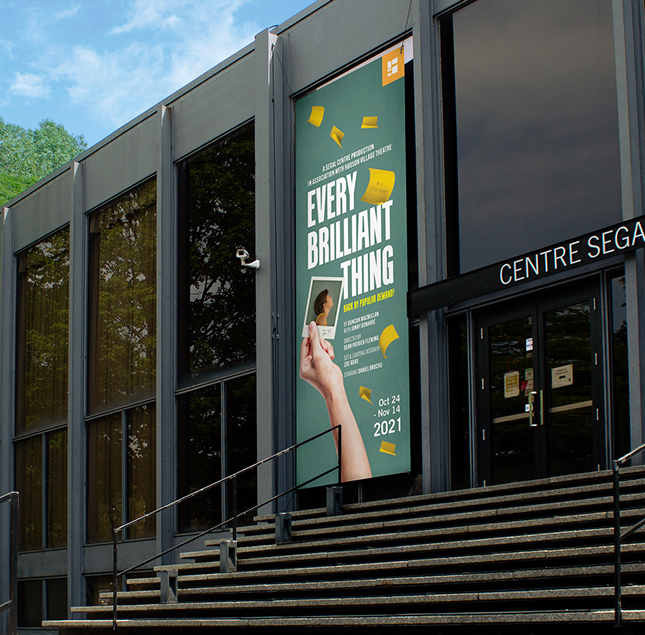 A large vertical poster for the play