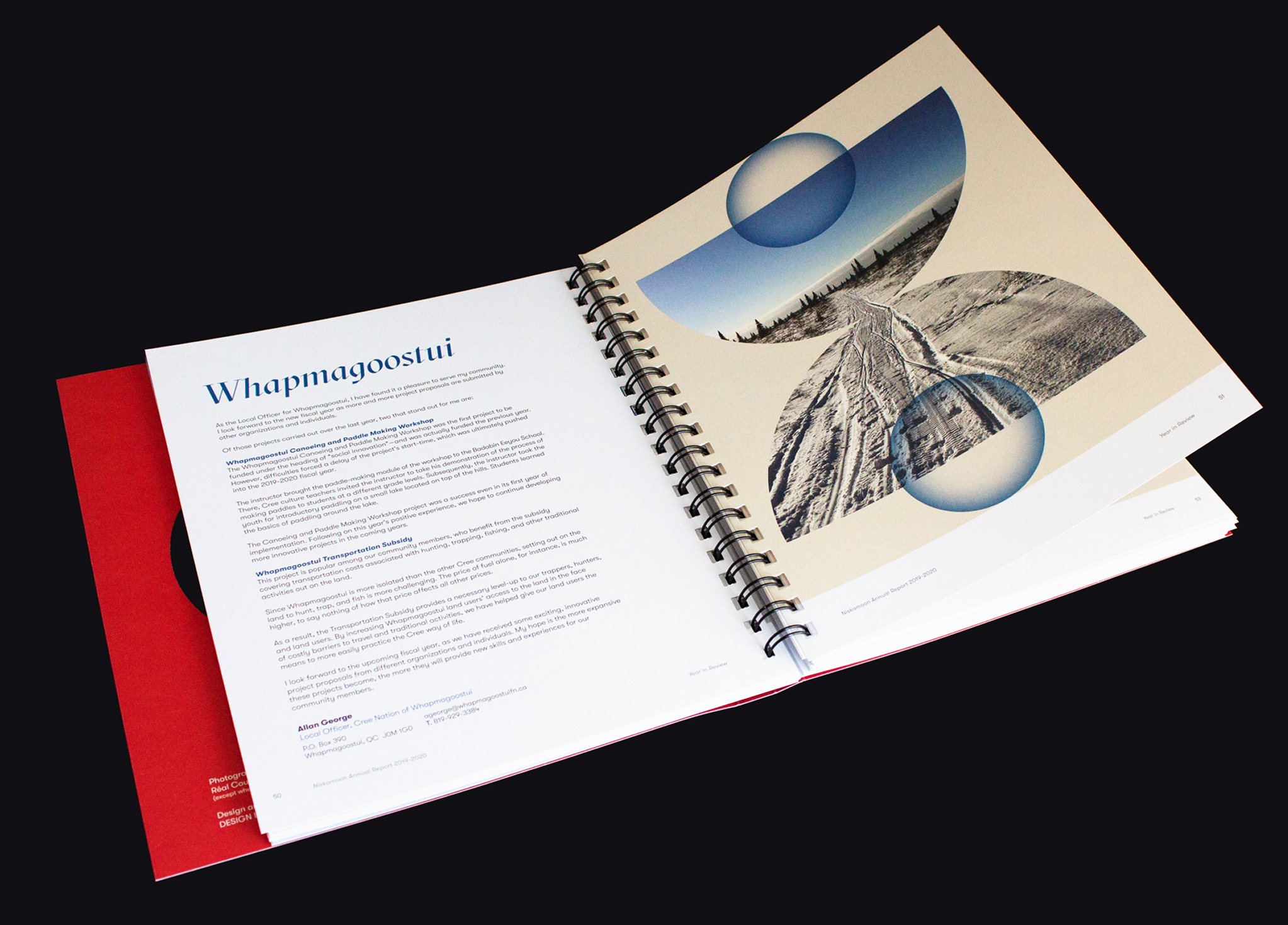 Niskamoon_201920-3 A spiral-bound book open to a page with text titled