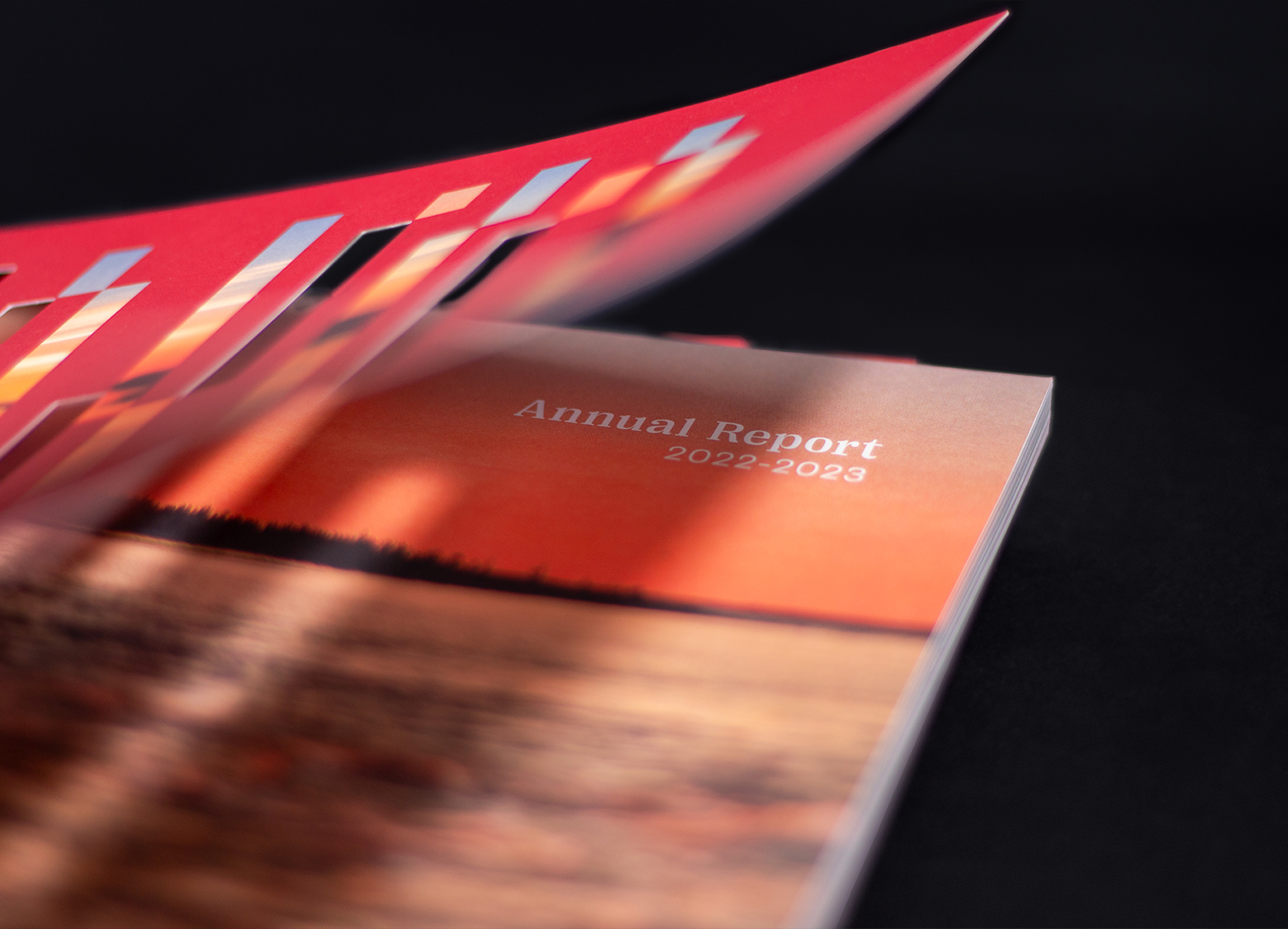 Niskamoon_202223-2 A close-up of a partially open booklet with the visible cover text