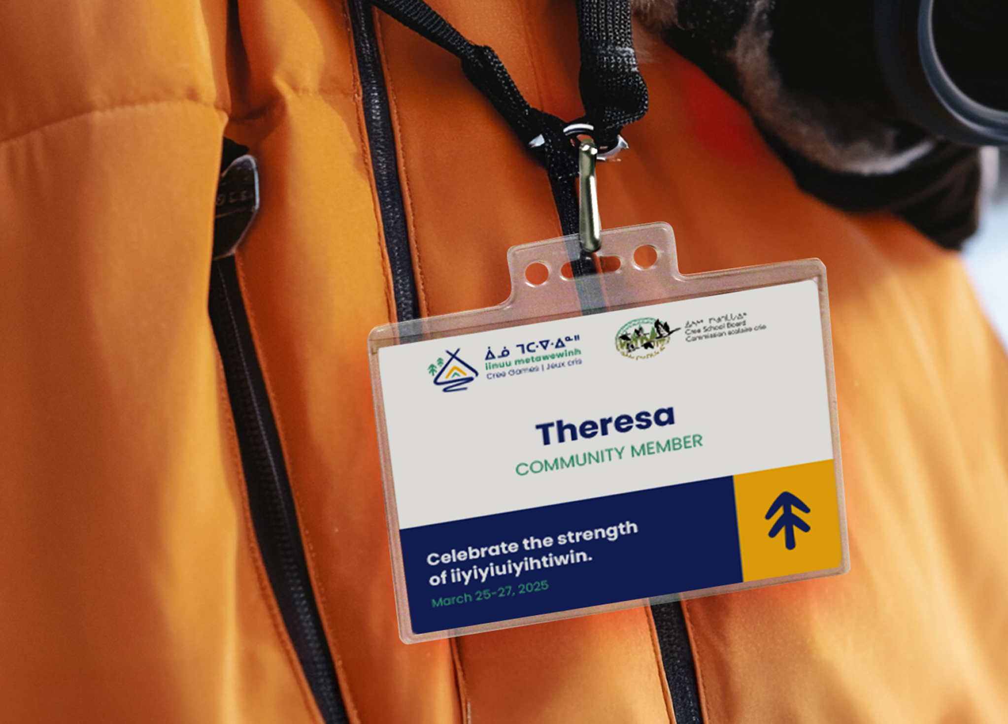 A close-up of a name badge reading