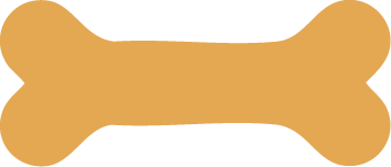 A simple illustration of a brown dog bone with rounded ends on a light gray background.