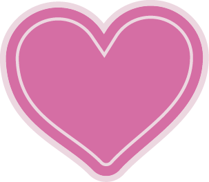 A large pink heart with a white outline and a thin, lighter pink line tracing the heart's shape inside. The background is white.