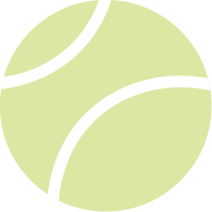 A simple illustration of a light green tennis ball with two white curved lines representing the ball's seams, shown on a plain white background.